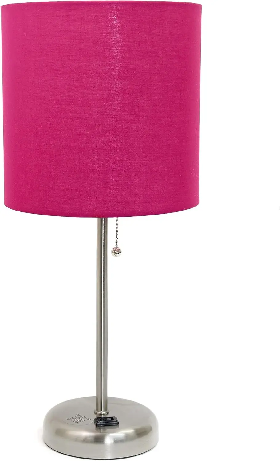 

Настольная лампа из розовой матовой стали с розеткой для зарядки и тканевым абажуром, современный светильник для домашнего офиса