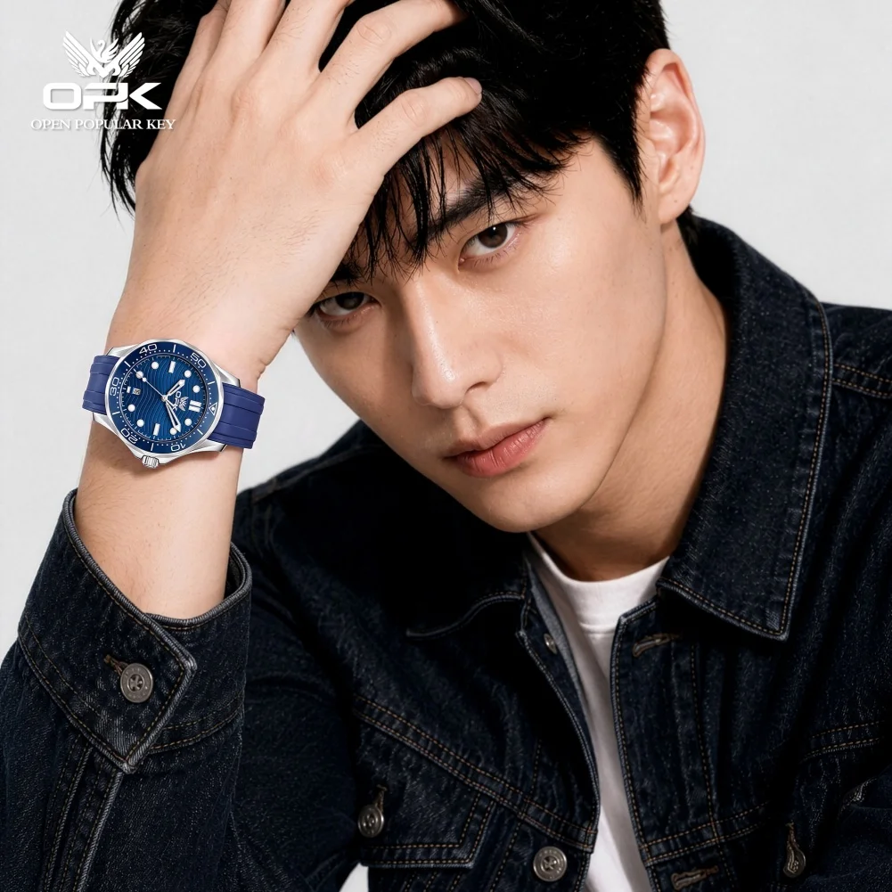 OPK 6109 Luxury Brand Men's Wristwatch Luminous Calendar Waterproof Silicone Strap Casual Sport Quartz Man Watch