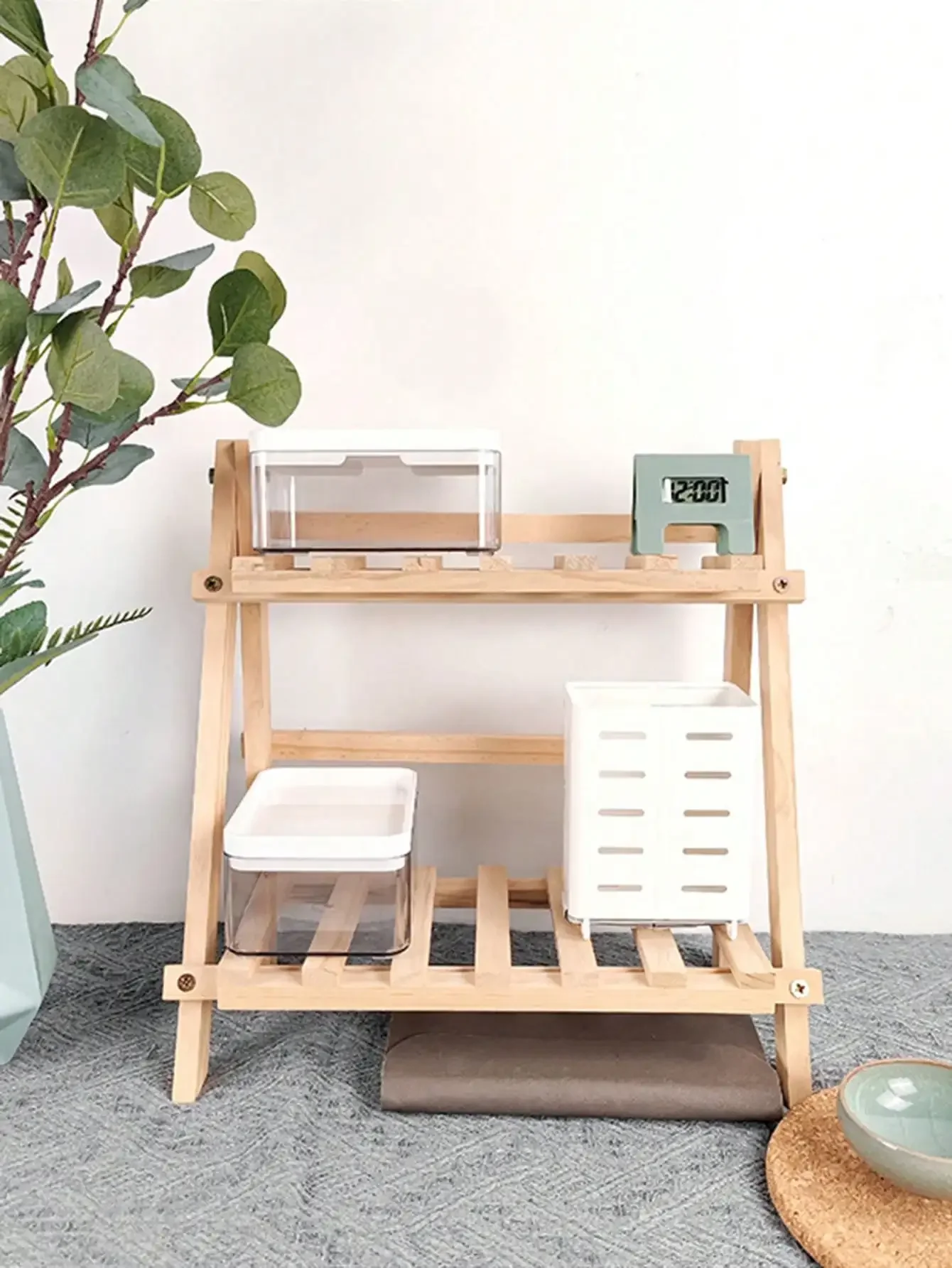 Minimalist Wooden Desktop Storage Rack Double Layer Heavy-Duty Multifunctional Dormitory Stationary Shelf Organization Decor