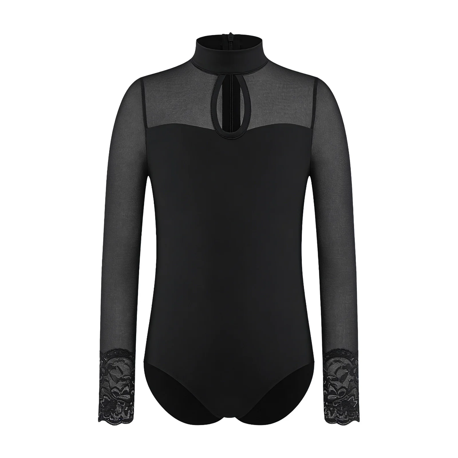 

Kids Girls Lyrical Artistic Dance Competition Clothing Long Sleeve Keyhole Front Leotard Latin Jazz Bodysuit for Dance Practice