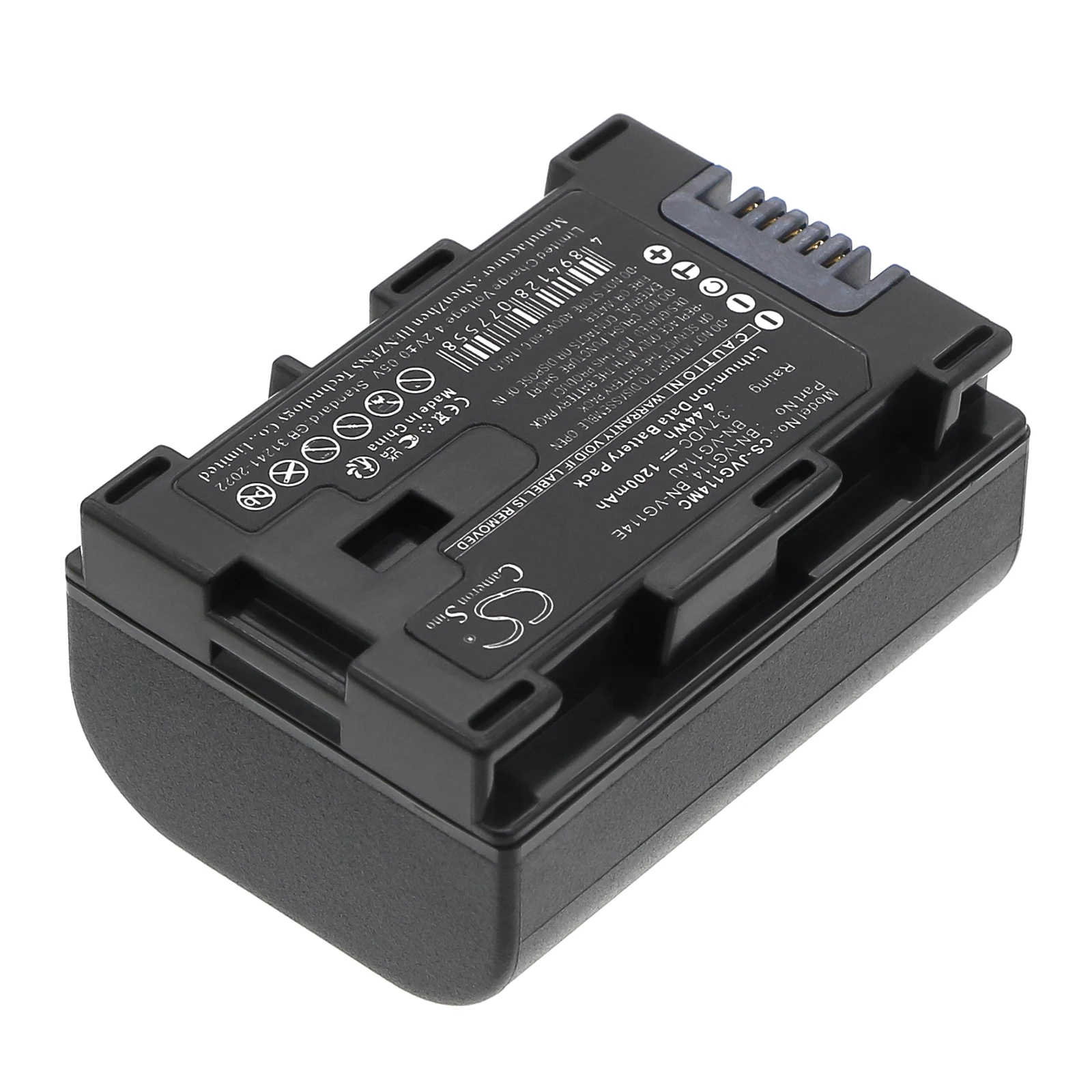 CS Replacement Battery for JVC GZ-HD620,GZ-HD620BAH,GZ-HM330,GZ-MS210,GZ-MG680,GZ-HD500,GZ-HM335 PN:BN-VG114 1200mAh / 4.44Wh