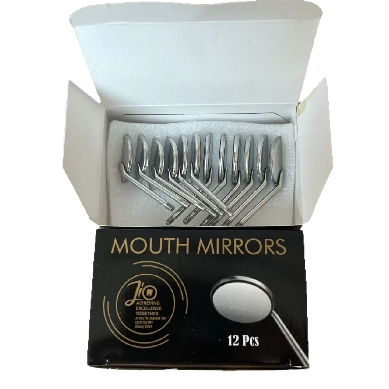 10×12pcs/Box Dental Stainless Steel Mouth Mirror Head Odontoscope Mirror Reflector Dentist Equipment Oral Teeth Exam Care Mirror