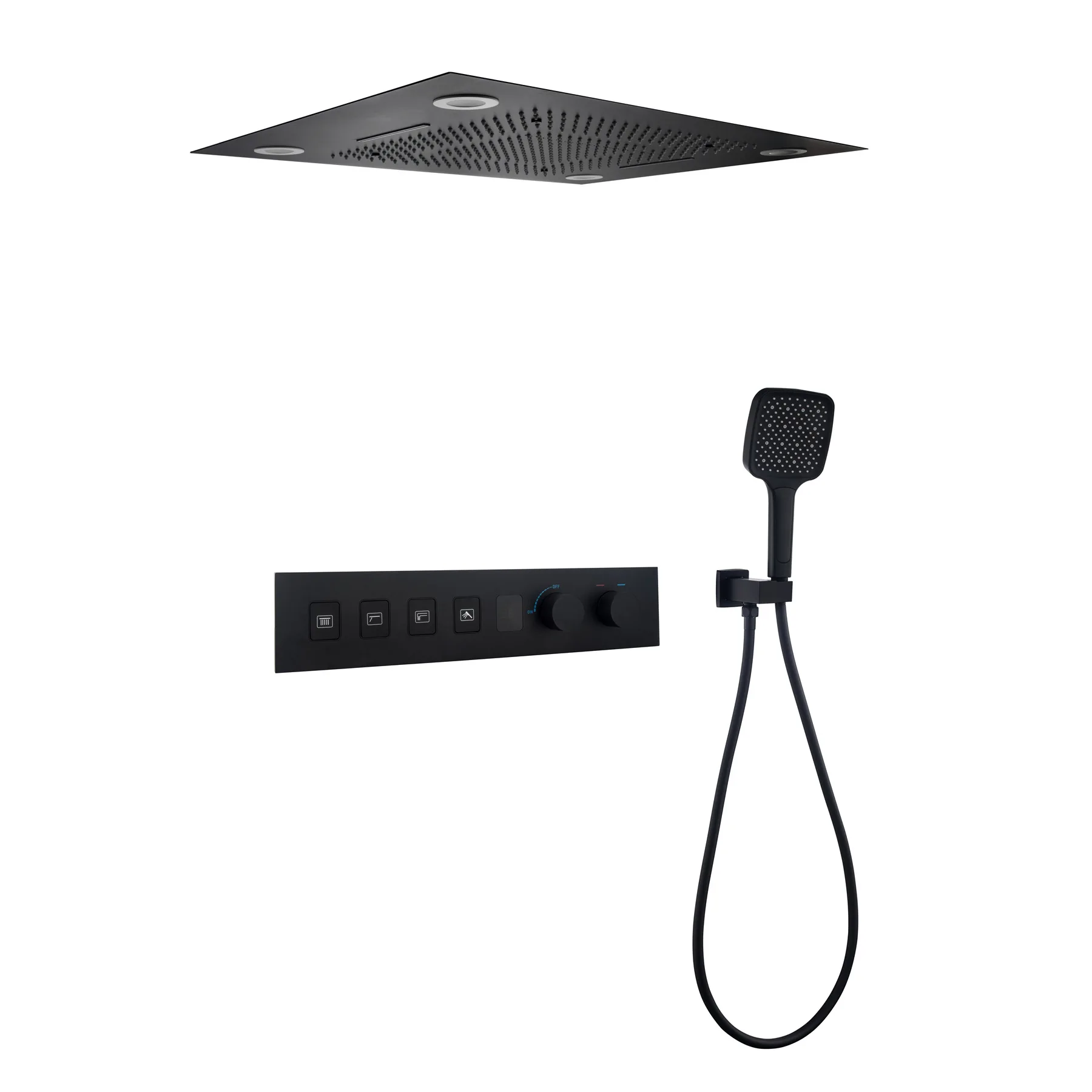 

Gun ash canopy ceiling concealed into the wall shower set Constant temperature digital display button shower shower