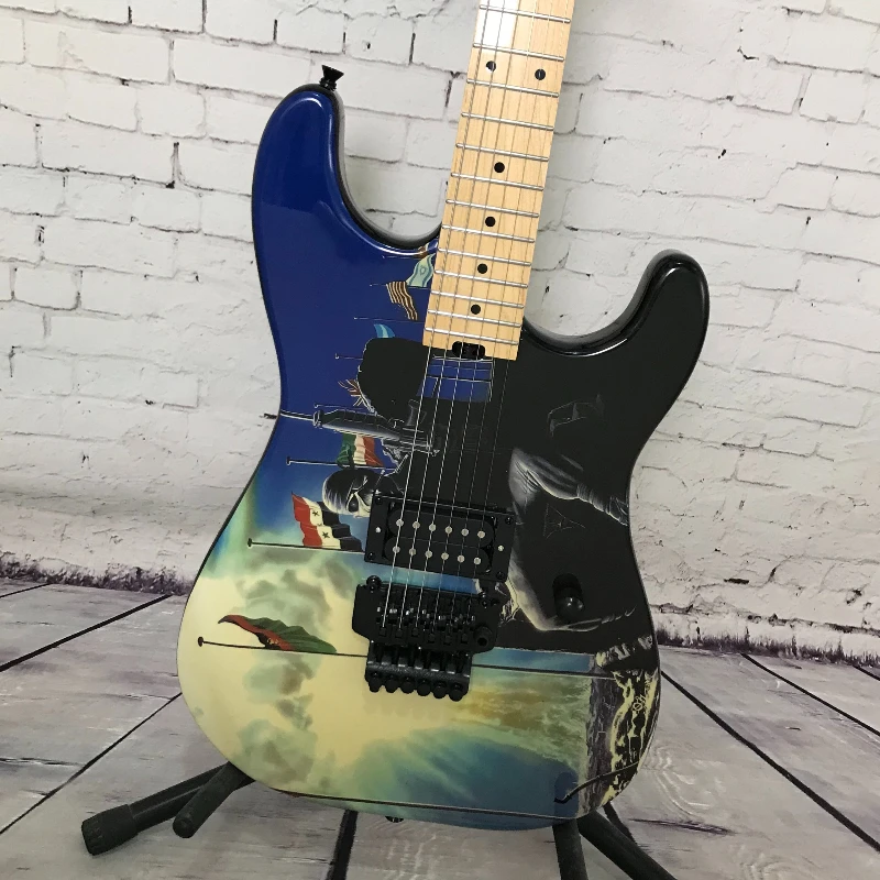 Graphic Electric Guitar HH Pickups Tremolo Bridge Maple Neck Free Delivery Deluxe Professional Rock