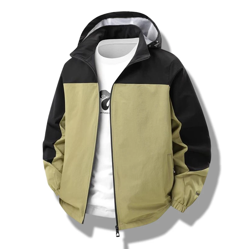 

Autumn Men's Windbreaker Detachable Hood Outdoor Jacket Hiking Camping Men's Fashion Versatile Sports Waterproof Jackets