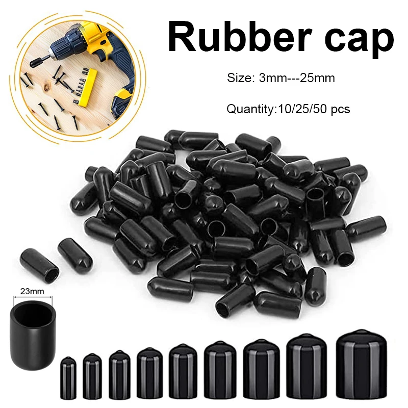 10-50-teilige PVC-Gummi-End kappe, Schraub verschluss kappe, Kunststoff rohr, Naben gewindes chutz, Druck kappe, Gummi kappe, Gummi gewinde kappe