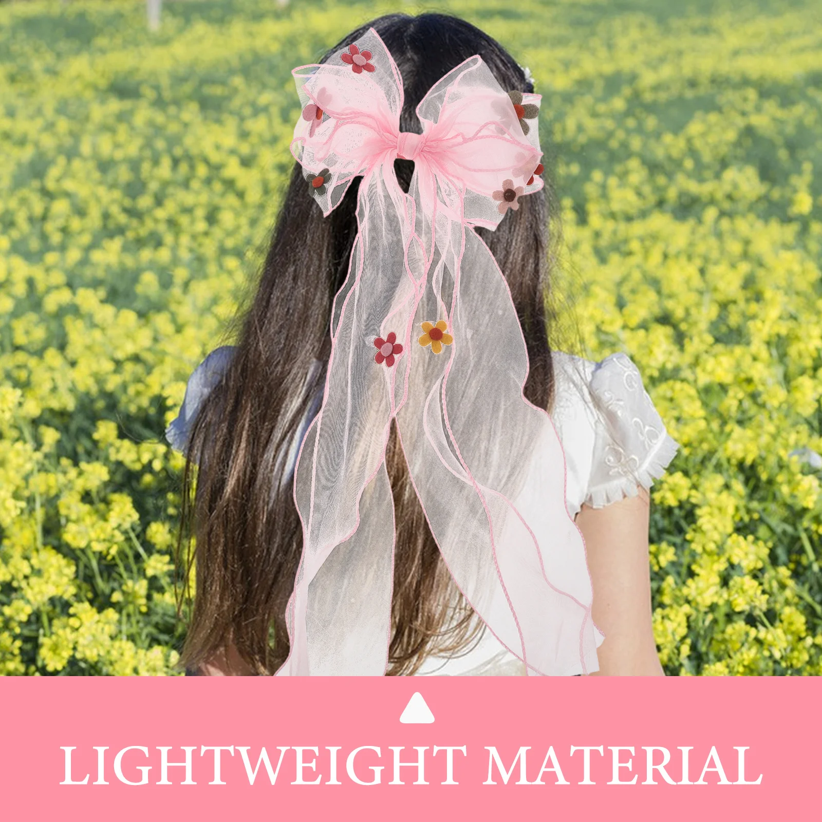 

4 шт., заколки для волос принцессы для девочек, большой шифоновый бант, длинный хвост, лента, аксессуары для волос для малышей, вечерние шлепанцы с бантом, заколка принцессы