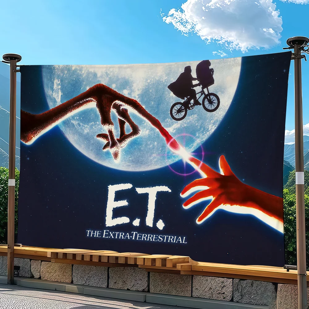 Movie E-ET Extra T-Terrestrial Flag Tapestry Outdoor Party Bedroom Living Room Dormitory Decorative Themed Wall Hanging Banner