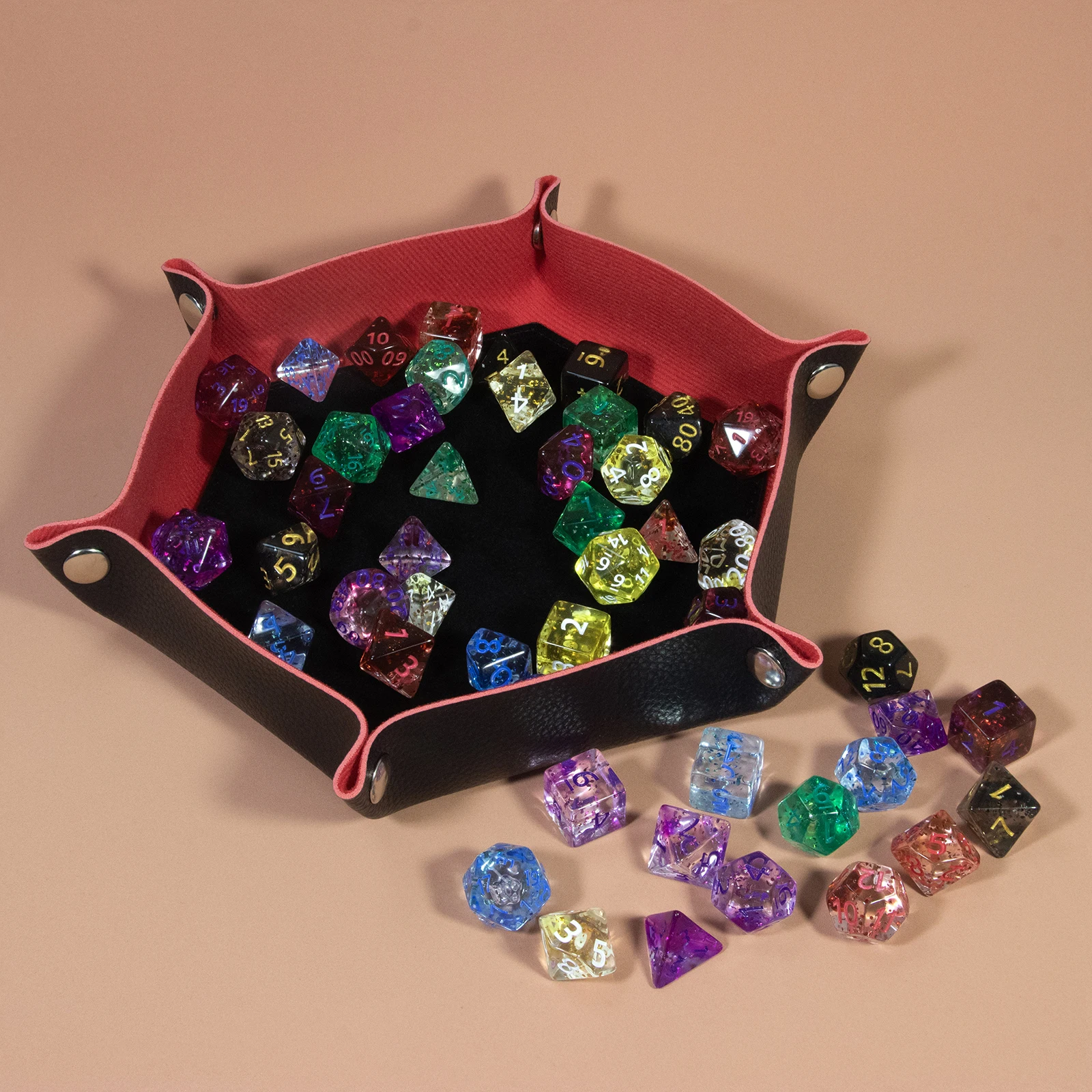 7pcs Transparent DND Dice with Glitter Effect for Board Game Role Playing Game Polyhedral Dice D4-D20
