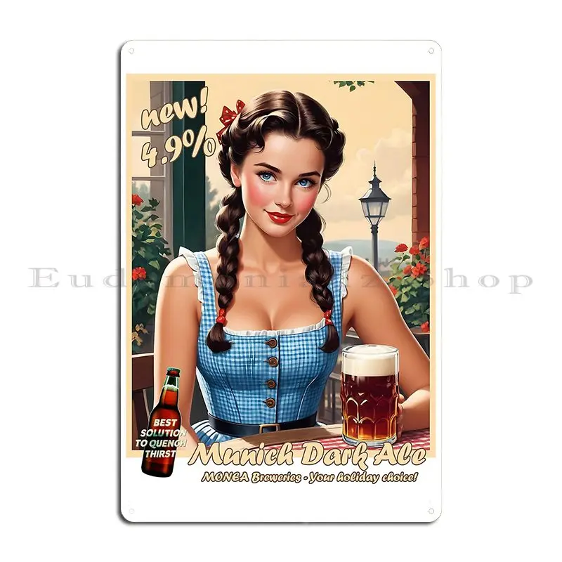 Beer 1950 Style Poster Munich Dark Ale Metal Sign Decoration Club Bar Vintage Plaques Designs Tin Sign Poster