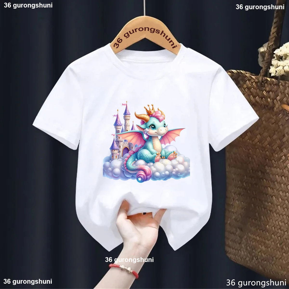 Cute Dragon Print Boys T Shirt Funny Cartoon Toddler T-Shirt Fashion Trend Boy Clothes Summer Baby Tshirt Kids Clothes 2 To13