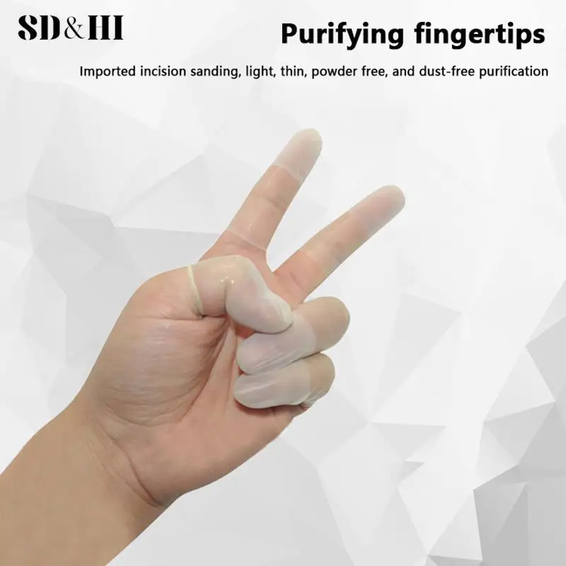 Imagem -03 - Non-slip Anti-static Descartável Látex Finger Cover Fingertips Protector Luvas de Borracha Nail Art Tool 100 Pcs