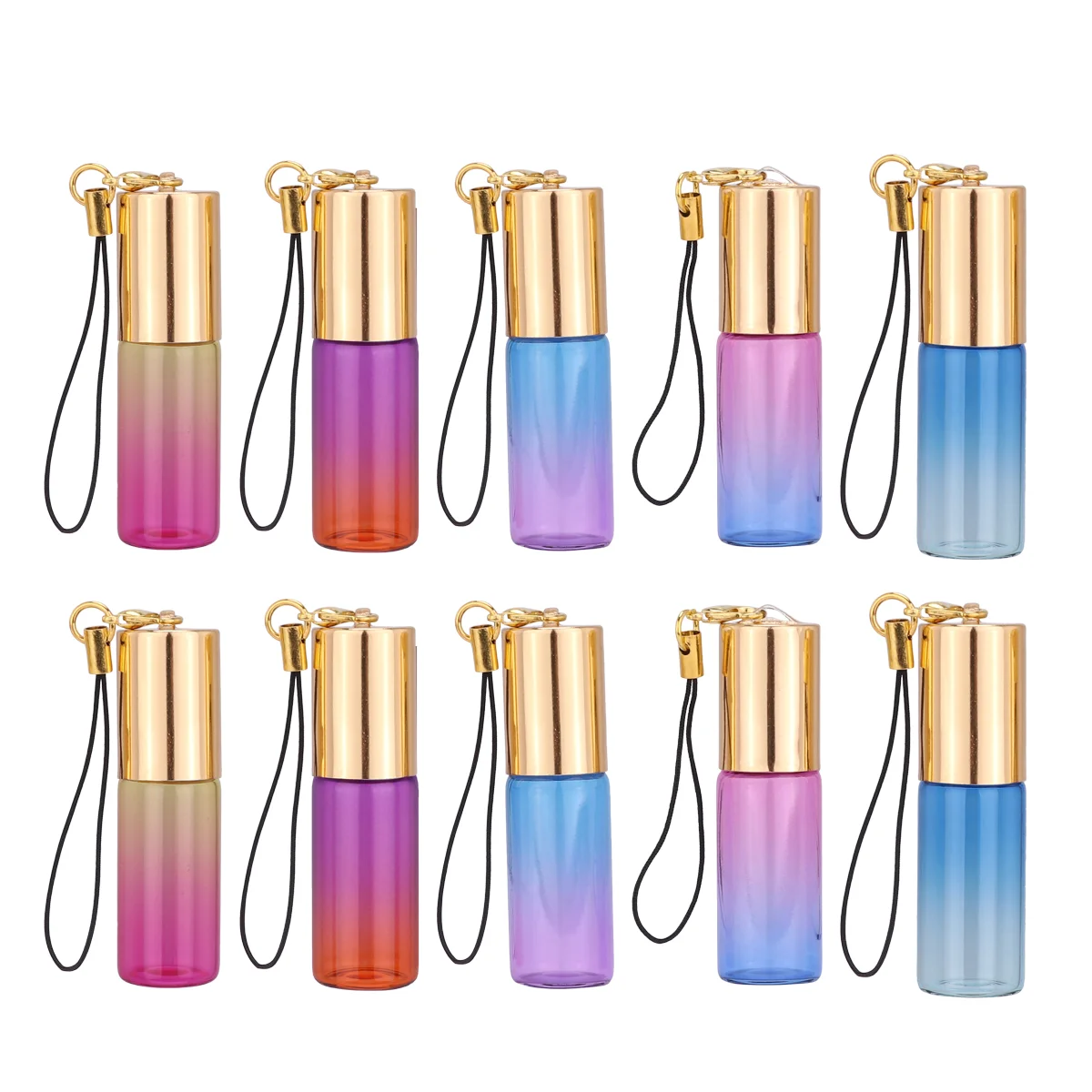 

10 Pcs Gemstone Roller Bottles Glass Suckers Essential Oil Plastic Travel Mini Perfume