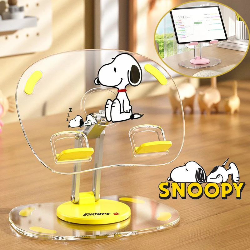 Snoopy Portable Folding Tablet Stand for IPad Base Mobile Phone Stand Cartoon Acrylic Aluminum Frame Telescopic Desktop Stand