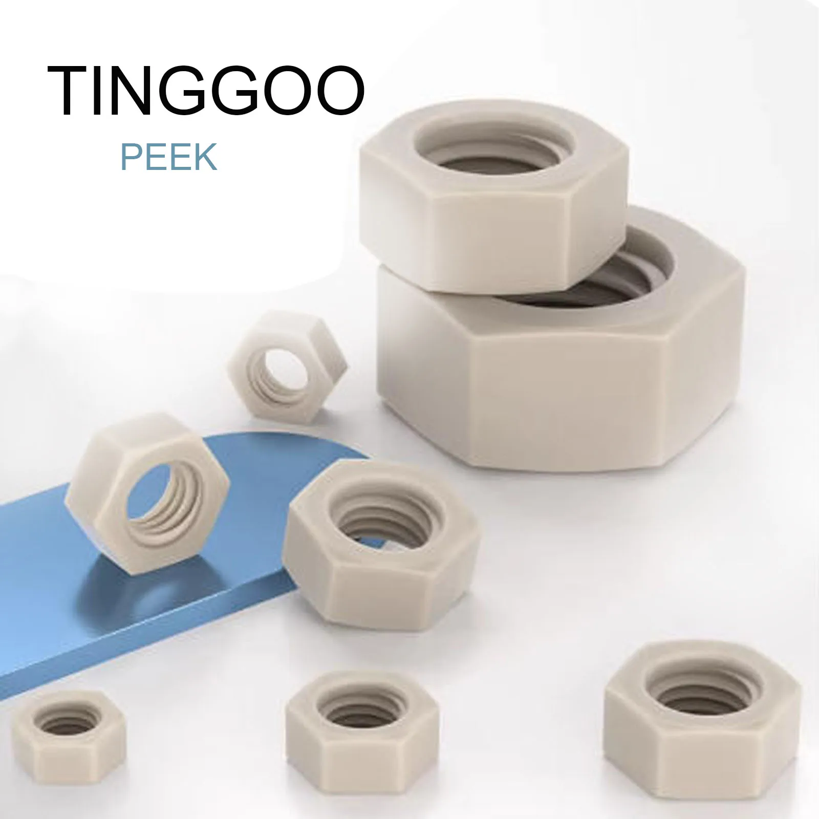 1/5pcs DIN934 PEEK Hex Nut Anti-static Plastic Screw Nut Polyetheretherketone Insulation Acid Alkali Resistant Screw Cap M2-M16