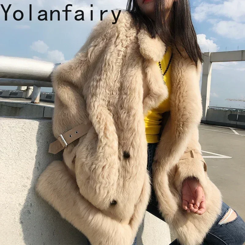 Prawdziwa wełna damskie płaszcze w stylu Vintage damskie kurtki futrzane oversize damskie płaszcze i kurtki damskie 2024 Zjt913