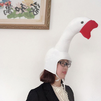 Cute Plush Funny Goose Shape Hat Adult Kids Halloween Party Cosplay Animal Hat