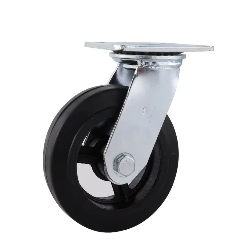 6 8 Inch Heavy Duty Brake Universal Wheel Iron Core Rubber Pallet Truck  Handling Robot Casters