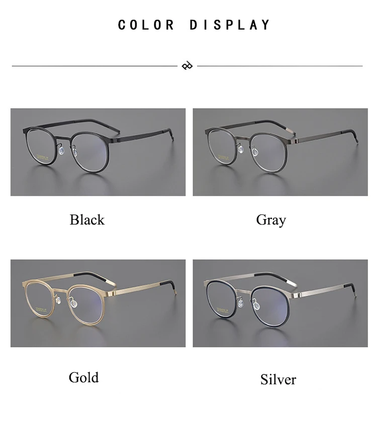 Bclear ultraleichte reine Titan Retro Männer Frauen Brille Rahmen Brillen runde Brillen Myopie verschreibung pflicht ige Brille Mode – Detail 7