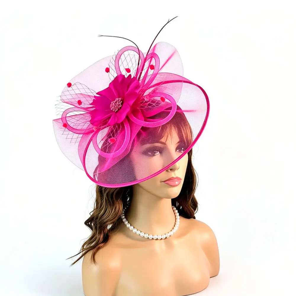 French Style Fascinator Hat Vintage Feather Mesh Headwear Women Elegant Hair Accessories For Wedding Evening Party