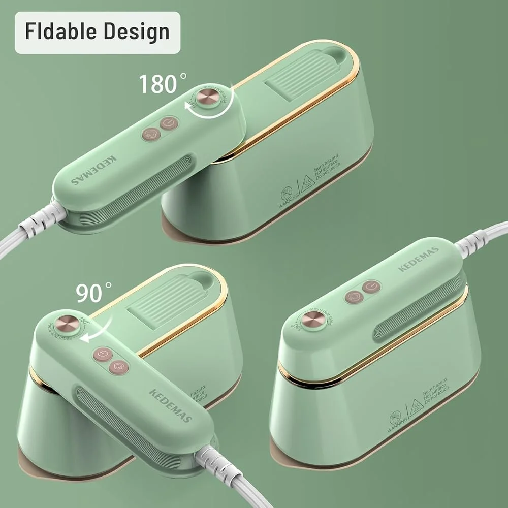 Mini plancha de vapor portátil para viaje, planchado con taza, 1100W, seco al vapor, doble función, diseño ergonómico plegable, plancha con cable