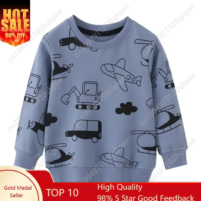 

Новинка! Детские толстовки Jumping Meters с мультяшными принтами для мальчиков, осенне-весенняя коллекция, с длинным рукавом, с принтами самолетов и машинок.