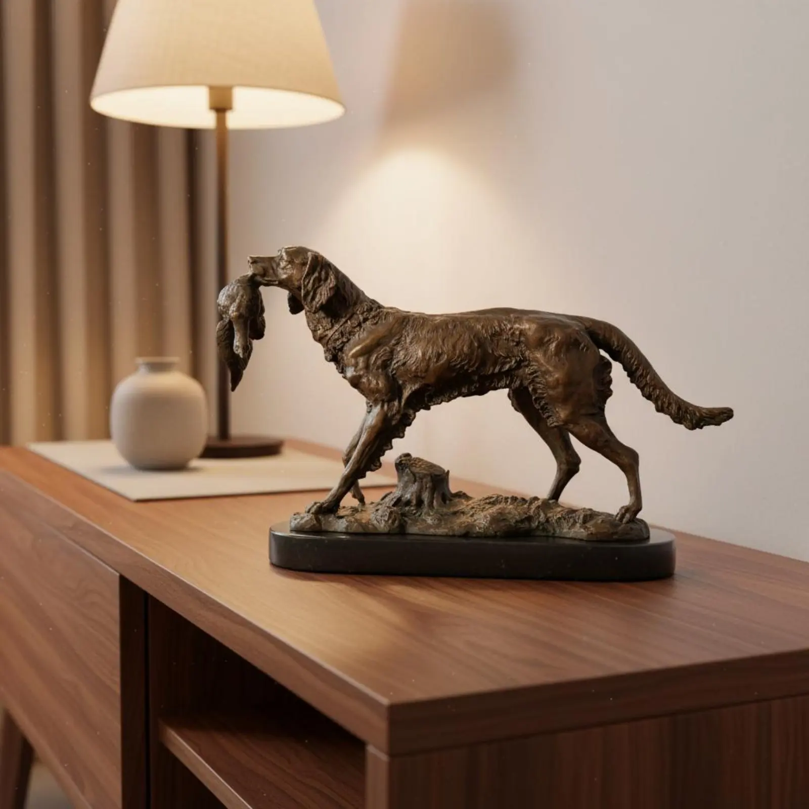 

Brass Dog Statue Hand Polished Golden Retriever Statue Brass Dog Ornament Long-Lasting Golden Retriever Figurine Small Size