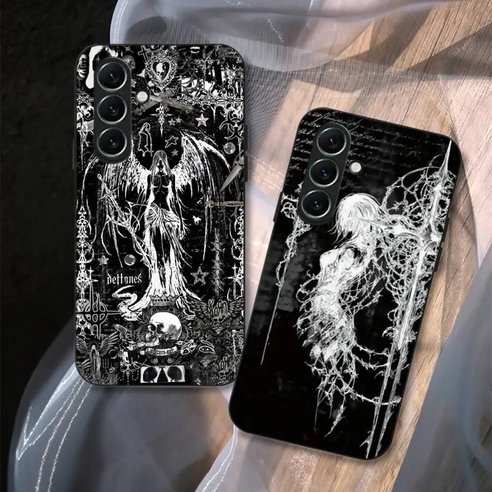 Gothic Cyber Sigil Cross Phone Case For Samsung S 24 fe 25 Ultra plus 20 lite 21 30 22 23 24 22 Ultra 5G Fundas