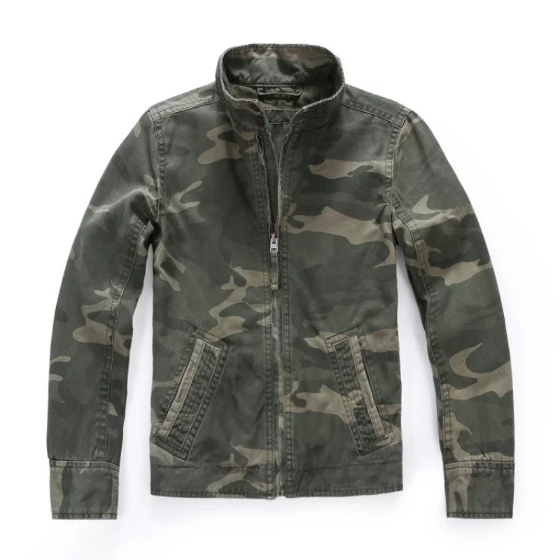 

Pop Men's Camouflage Denim Jackets New Casual Cotton Comfortable Multi-pocket Coats Male Combat Tactical Jacket Mens
