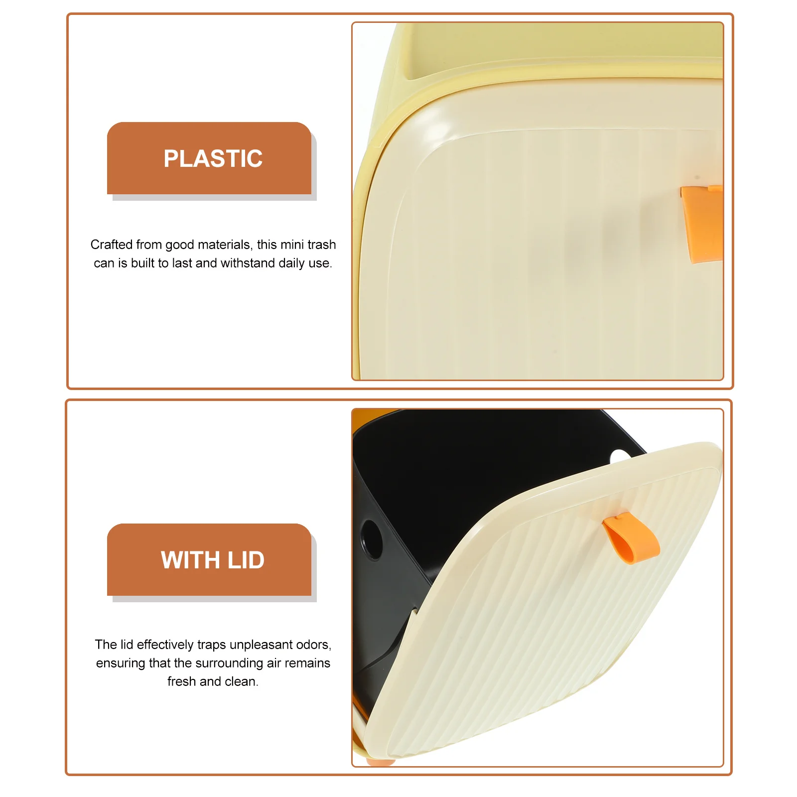 

Mini Desktop Trash Can with Lid Compact Design Odor Control Small Garbage Bin for Home Office Miniature Trash Can