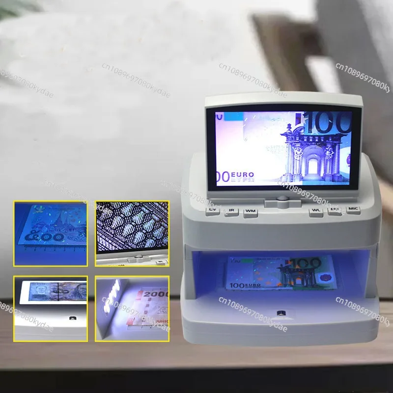 V100 Money Detector UV/MG/IR/WM Bill Cash Checker Multi Currency Banknote Counterfeit Verifier Machine