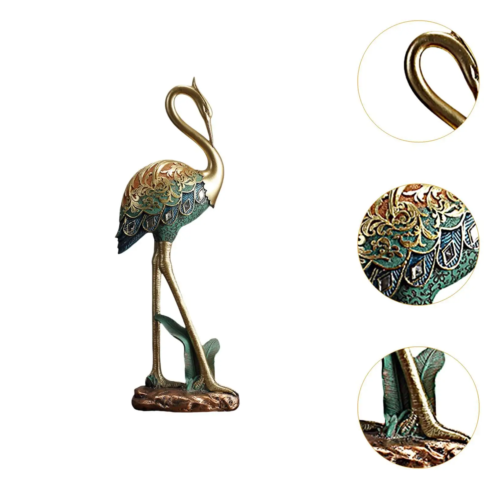

Crane Statue Animal Standing Sculpture Stork Figurine Resin Sculpture for Desktop