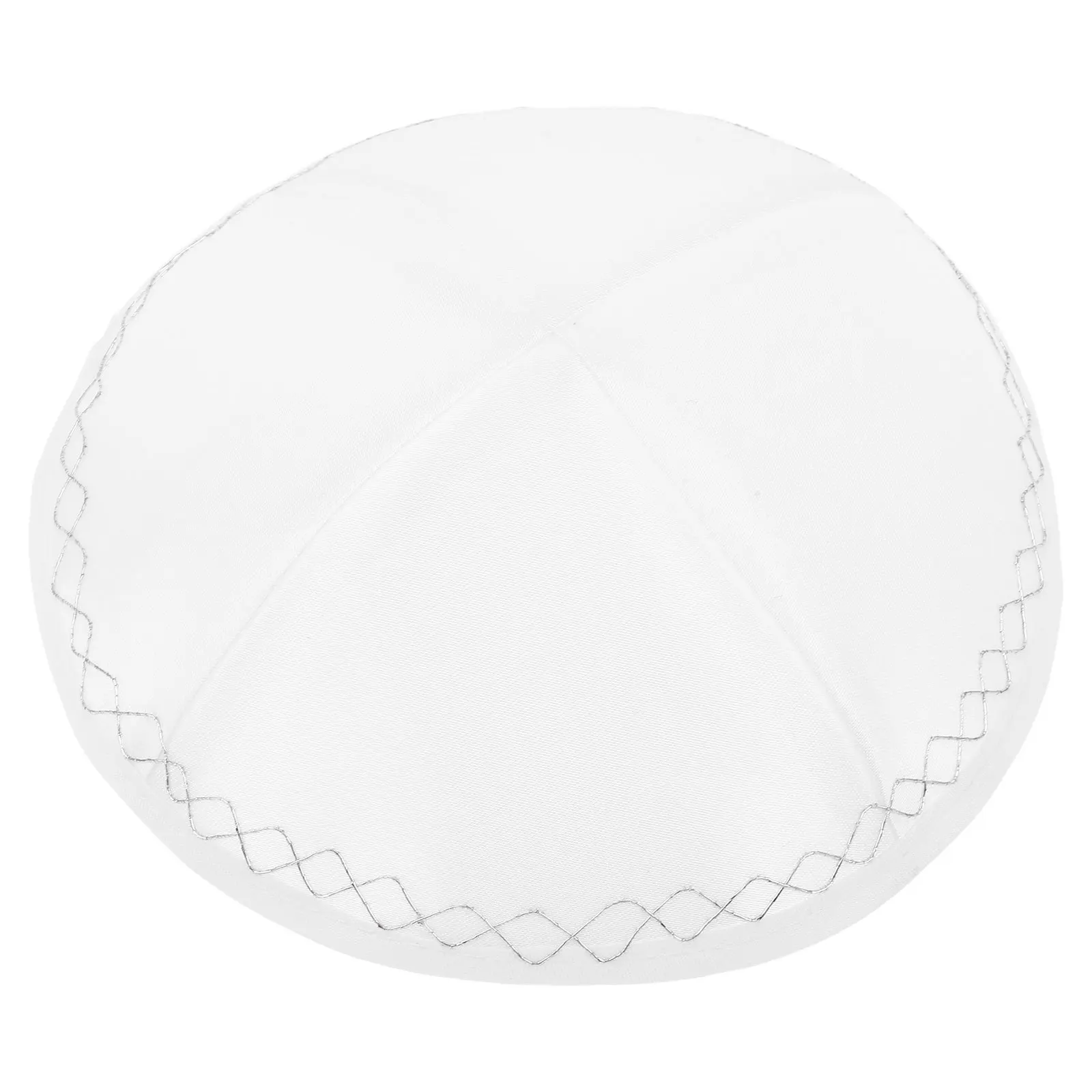 Judaica White Kippah Prayer Flat Yamulke Skull Cap Religious Mitzvah Wedding Shabbat Cap Teens Men Judaica Hat