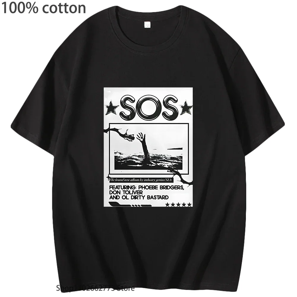 Koszulki Anime SZA SOS Gotyckie Komiksy Moda Harajuku Odzież Damska 100% Bawełna T-shirt Hip Hop Kreskówka Top Koszulka Męska