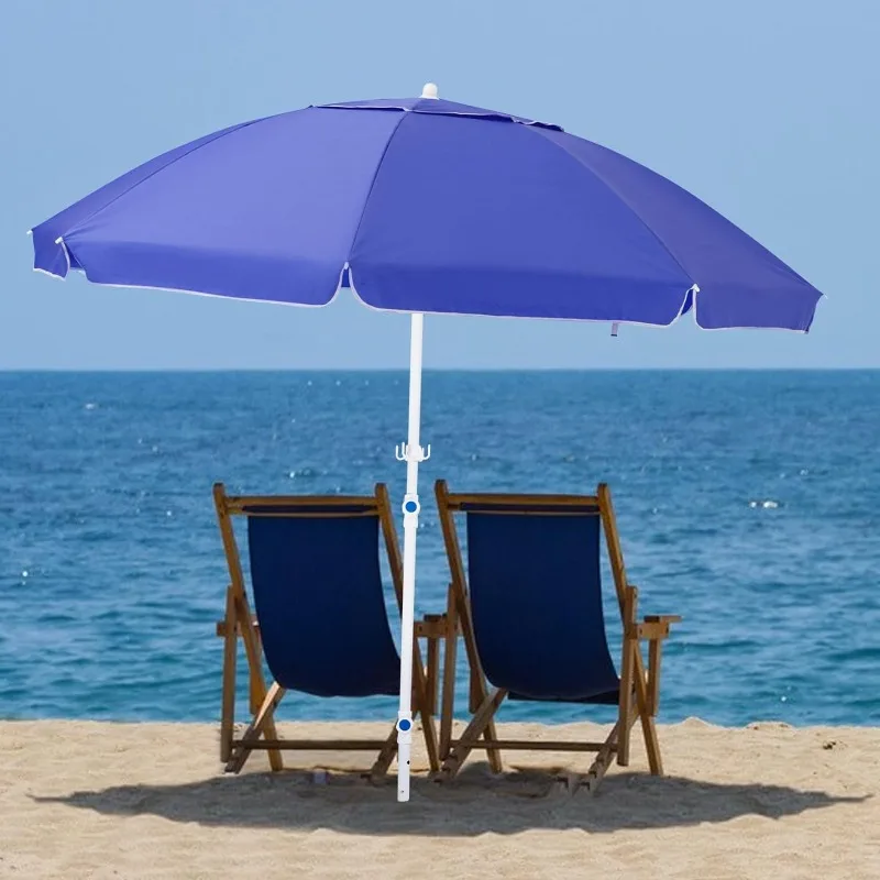 

8.5FT Beach Umbrella for Sand Portable Outdoor Beach Umbrella with Sand Anchor Fiberglass Rib Push Button Tilt