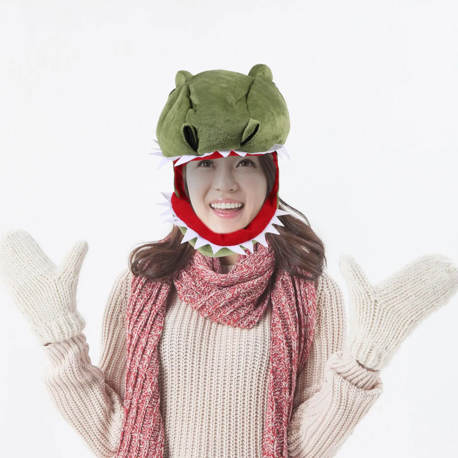 

1 шт. головной убор в виде динозавра, костюмная шляпа для карнавала, музыкального фестиваля, танцевальных выступлений, зимний аксессуар, зеленый цвет