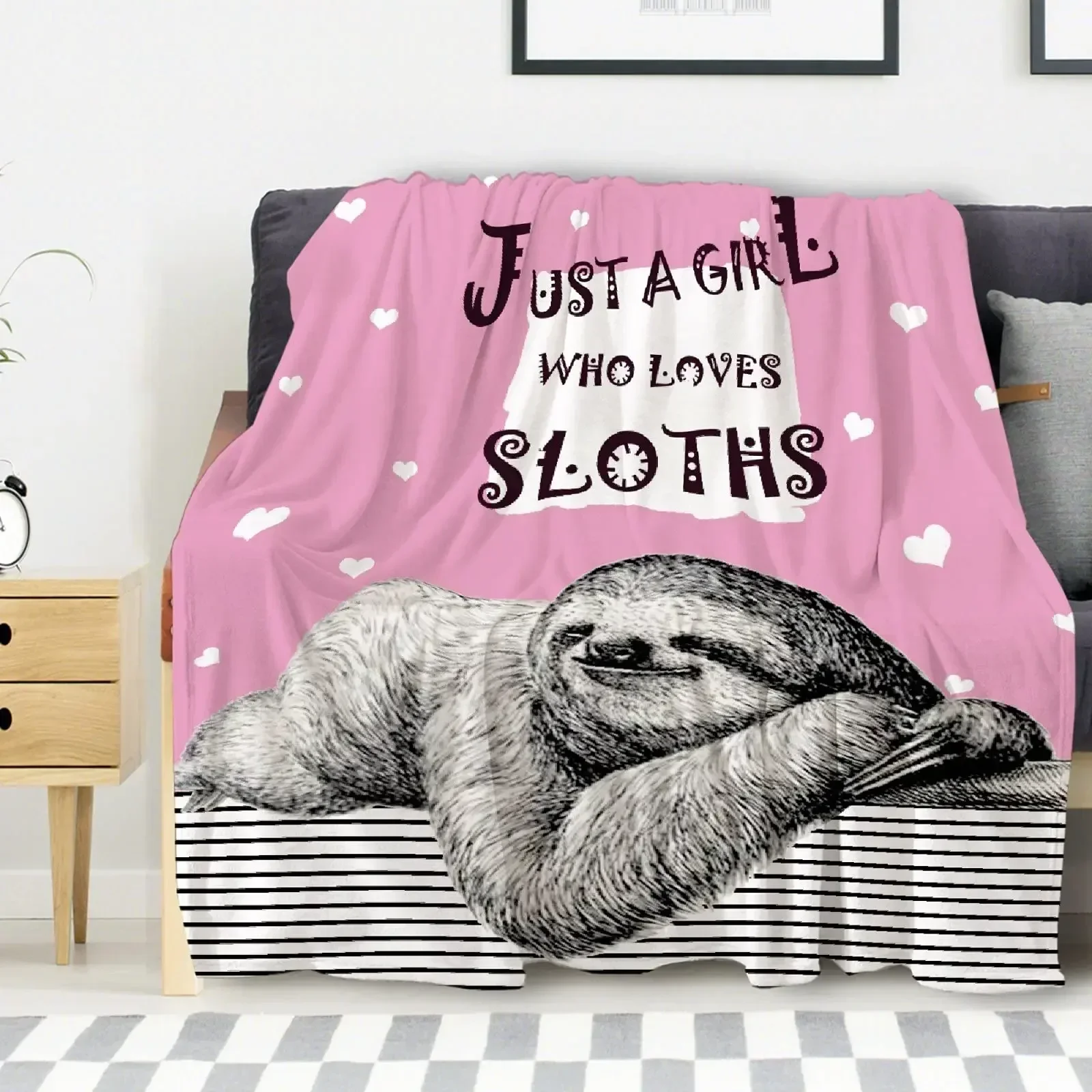 

Baby Blanket 3D Print Pattern Cute Sloth Graphics Daily Creative Beds Soft Comfortable Birthday Gift Trendy Throw Blankets