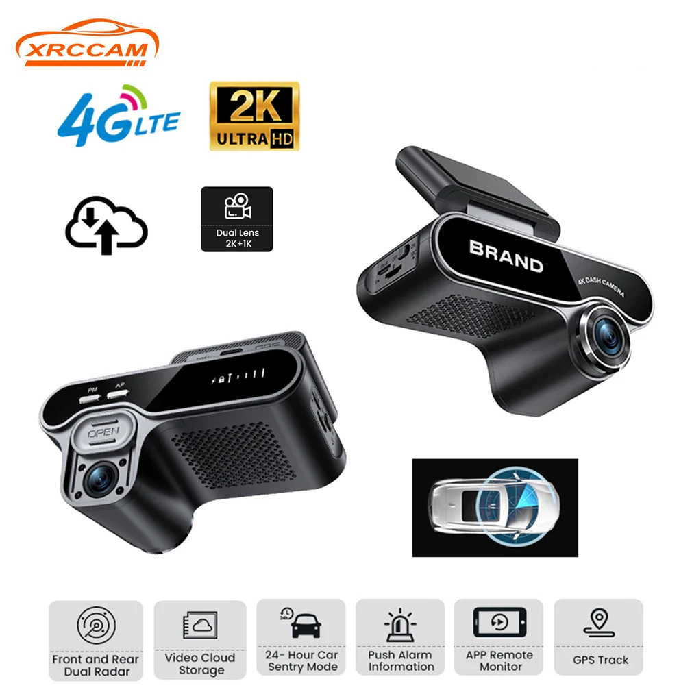 Cámara para Auto 4G Delantera y Trasera, Full HD 2K+1080P, Doble Lente, DVR para Vehículo, WIFI 5G Integrado con Rastreo GPS, Doble Radar, Transmisión en Vivo