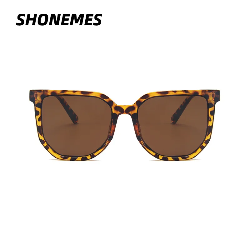 SHONEMES Big Polygon Frame Sunglasses Woman Stylish Design Outdoor UV400 Sun Glasses Tortoise Black White for Ladies