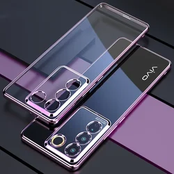 Transparent Electroplating Case For VIVO V30 Lite 4G V40 30 SE V29 V27 V25 E 2023 TPU Soft Silicone Back Cover For VIVO V40SE