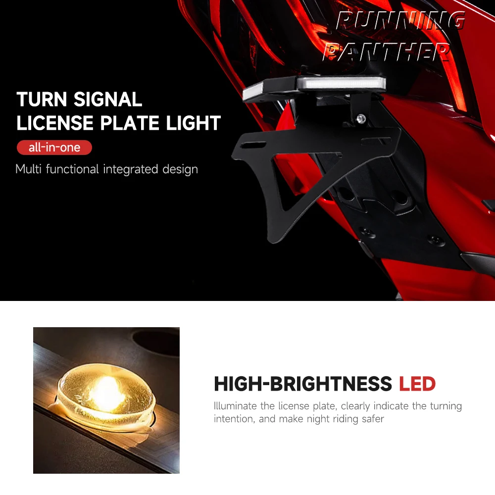 دراجة نارية الخلفية قصيرة الذيل الأسهم Tailstock الإطار قوس لوحة ترخيص حامل ل Ducati PANIGALE V2 V4 2025- #4