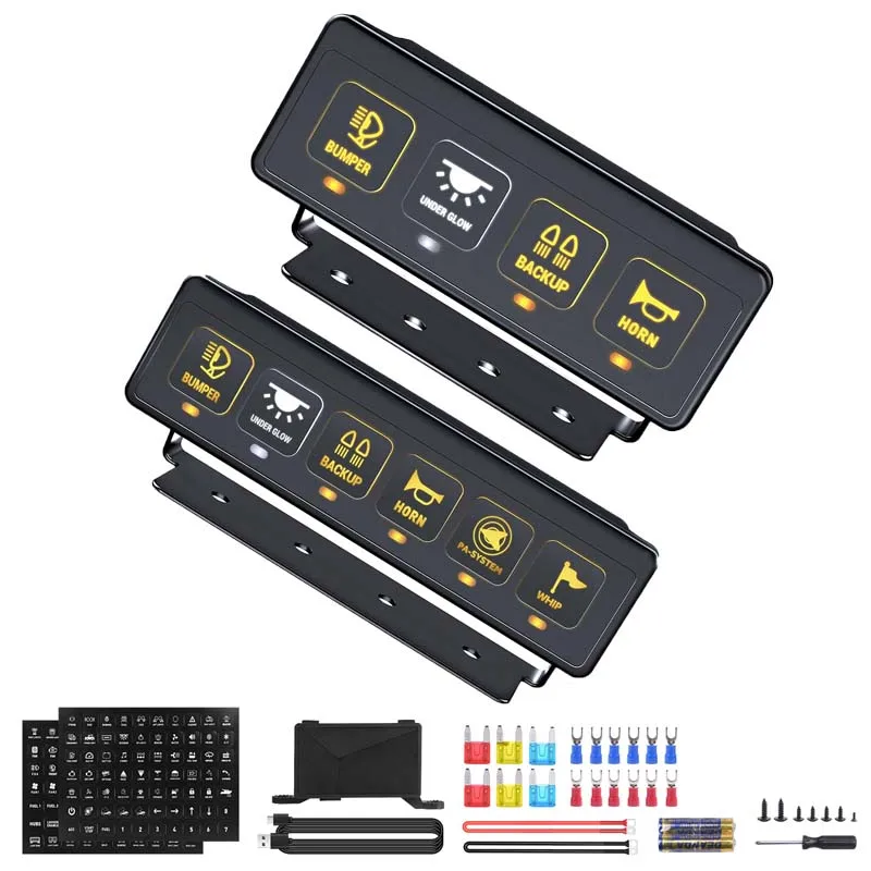 

MICTUNING 4/6 Gang Wireless Switch Panel,12V 60A/80A Universal ON-OFF Relay Switch Box,Toggle/Momentary/Flash/Strobe For Truck