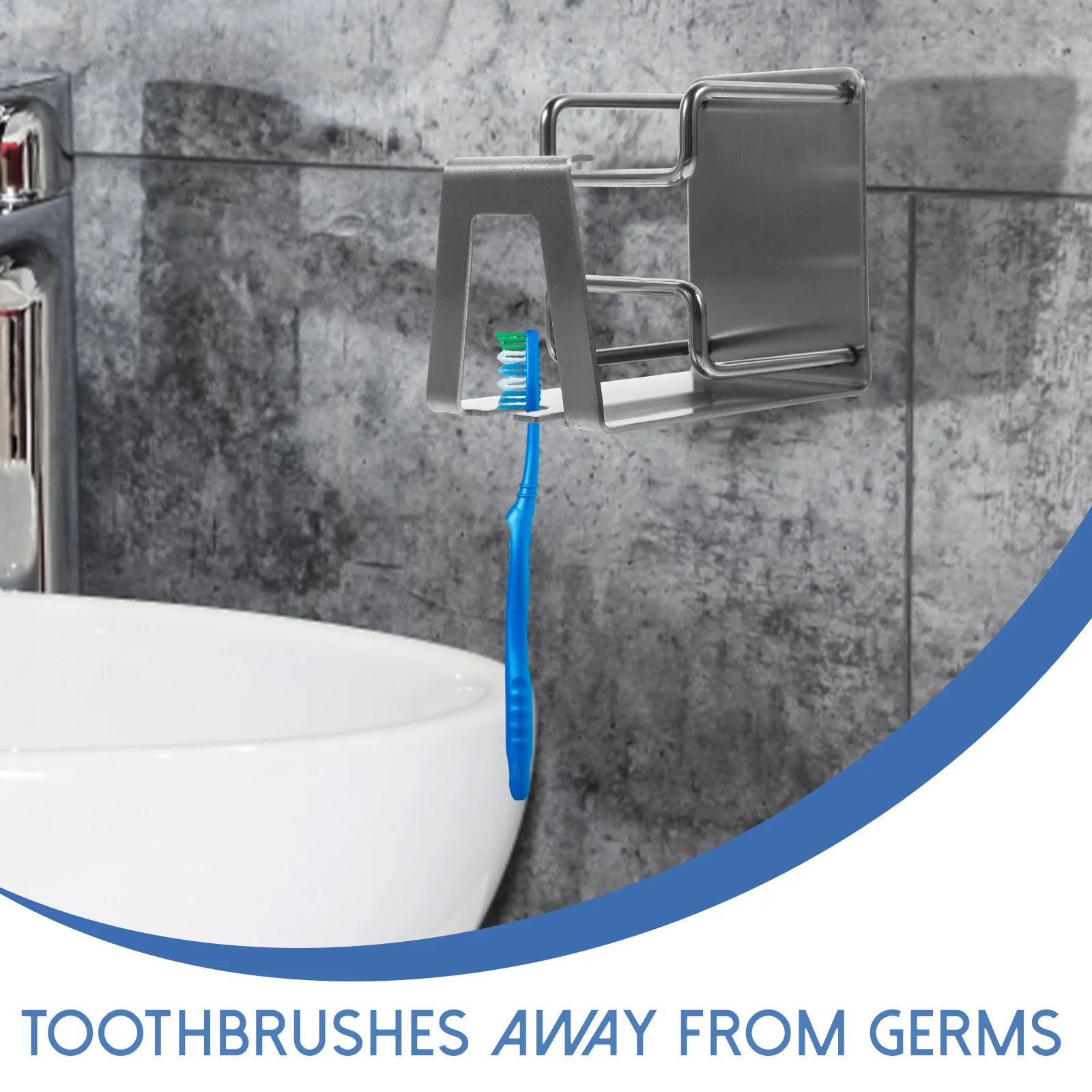 

3in1 Toothbrush Holder Stainless Steel Wall Mounted Toothpaste Rack Drain Stand Bathroom Accessories NailFree Install