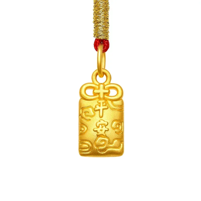 New 3D Hard Gold 999 Gold Pendant 24K Yellow Gold Ping An Necklace Pendant For Children