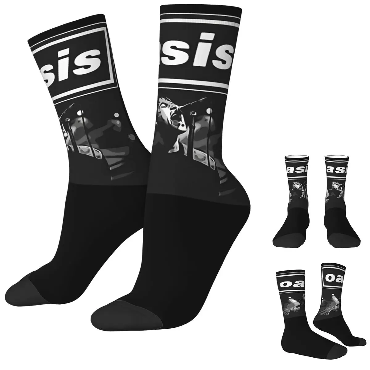 

Retro O-Oasis Roll Rock Basketball Socks Middle Tube Socks for Women Men Sweat Absorbing