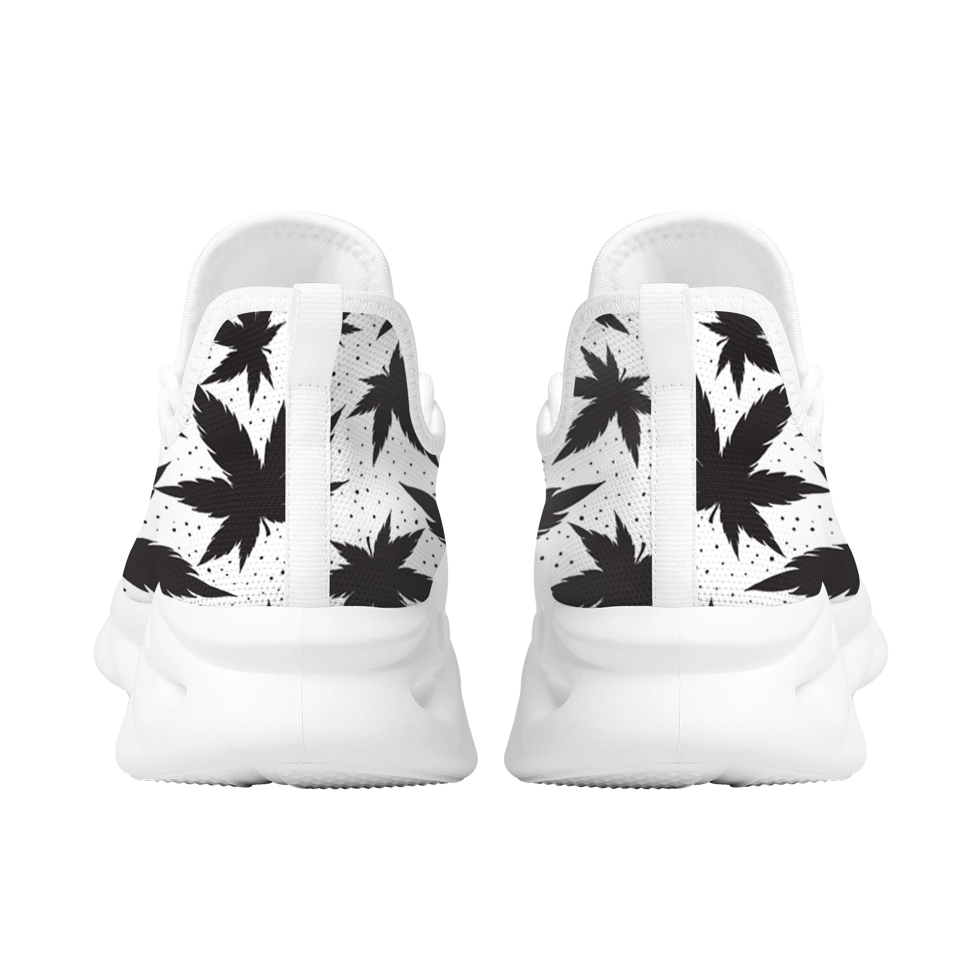 INSTANTARTS 2022 New Style Women Platform Sneakers 3D Weed Leaves Printed Ladies Mesh Swing Shoes Breathable Lace up Footwear