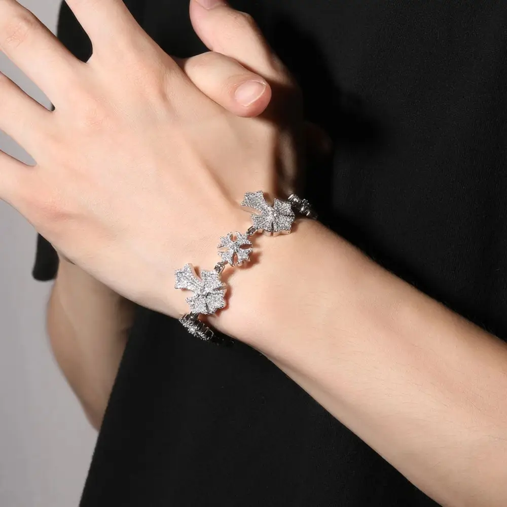 

UWIN Iced Out Cross Bracelets for Men Full Cubic Zirconia Bracelets with Spring Clasp Hip Hop Jewelry for Father's Day