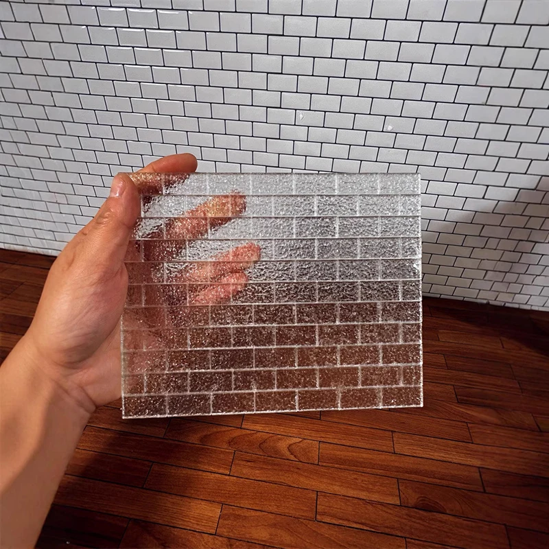 20Pcs 1:12 1:6 Dollhouse Mini Crystal Clear Bricks Water Ripple Glass Bricks Model Dollhouse Micro Scene Construction Props