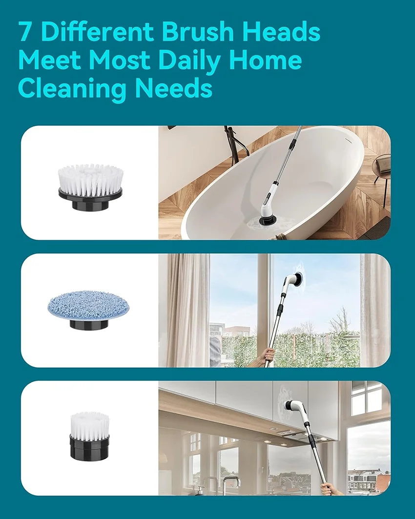 電動スピンスクラバー コードレスクリーニングブラシ 調節可能なハンドル付き キッチン、車、タイル、壁、床、シャワー用