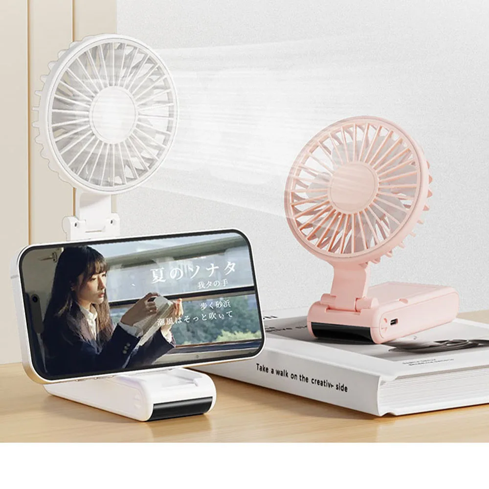 "مروحة 2025 الذكية فائقة النحافة (3 سم) - مروحة رقبة قابلة للطي متعددة الاستخدامات مع حامل مدمج، بطارية 2000 مللي أمبير لتبريد خارجي/داخلي وقوي"